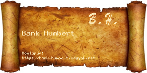 Bank Humbert névjegykártya
